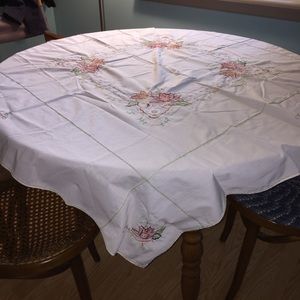 Antique vintage embroidered tablecloth